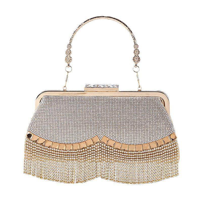 Rhinestone fringe evening bag 788222596906 - COCOMELODY